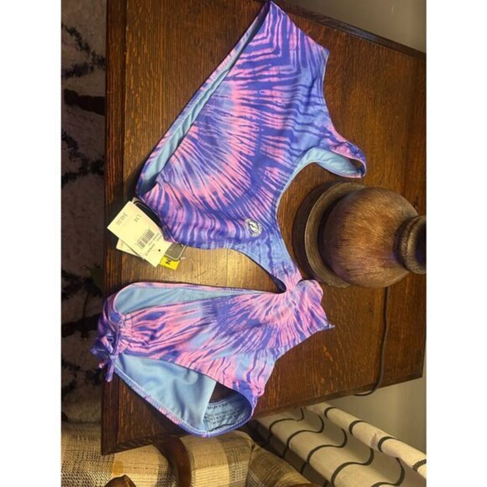 Hang Ten Girls Purple and Pink Tie-Dye Bikini Set